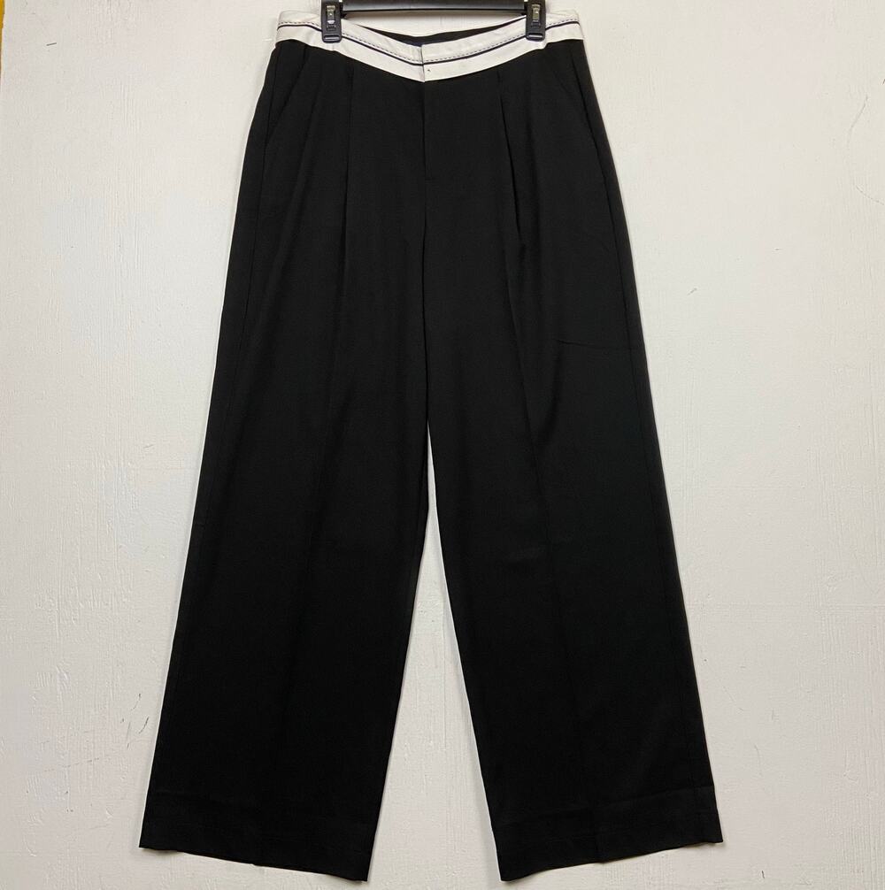 Aeropostale Black Wide Leg High Rise Preppy Trouser Pants Size Large NWOT